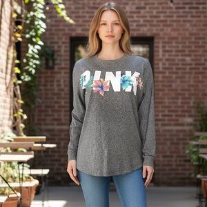 Oversized PINK Tropical Floral Campus Long Sleeve XS